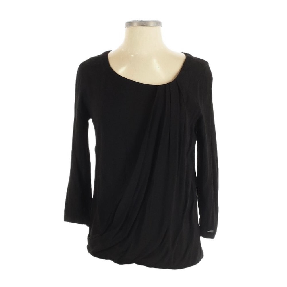Aritzia Babaton Draped Pleated Black Long Sleeve Blouse Size XS
